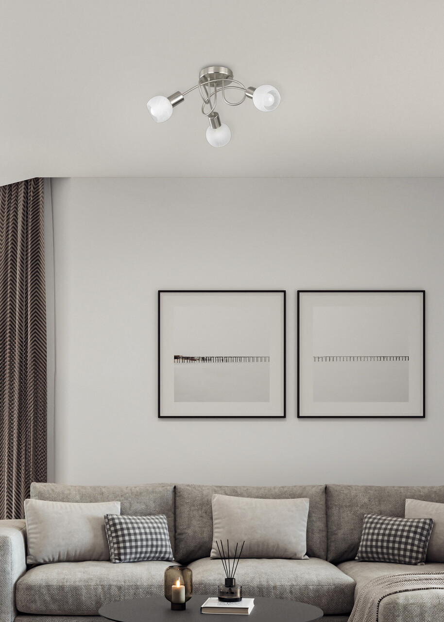 Plafoniera Antibes, RL, 47x20 cm, 28W, 3x E14, metal, nichel mat/alb - imagine 3